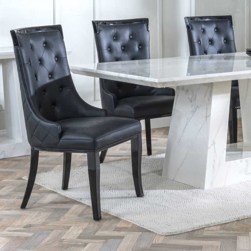 Pisa Marble Dining Set - Modica Leather Dining Chair