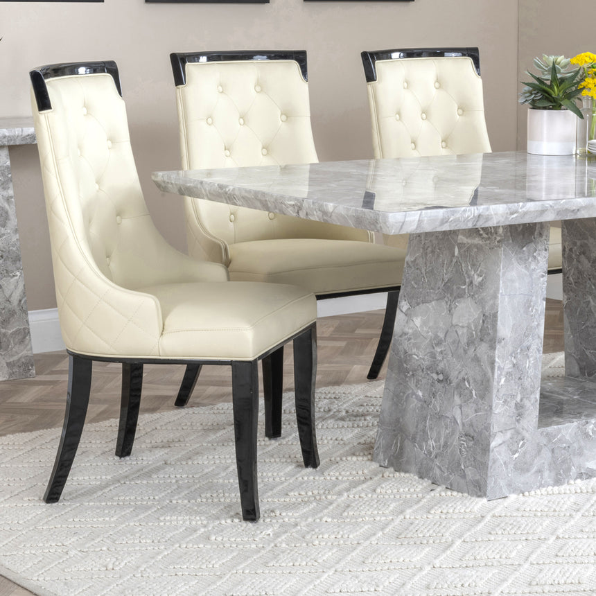 Pisa Marble Dining Set - Modica Leather Dining Chair