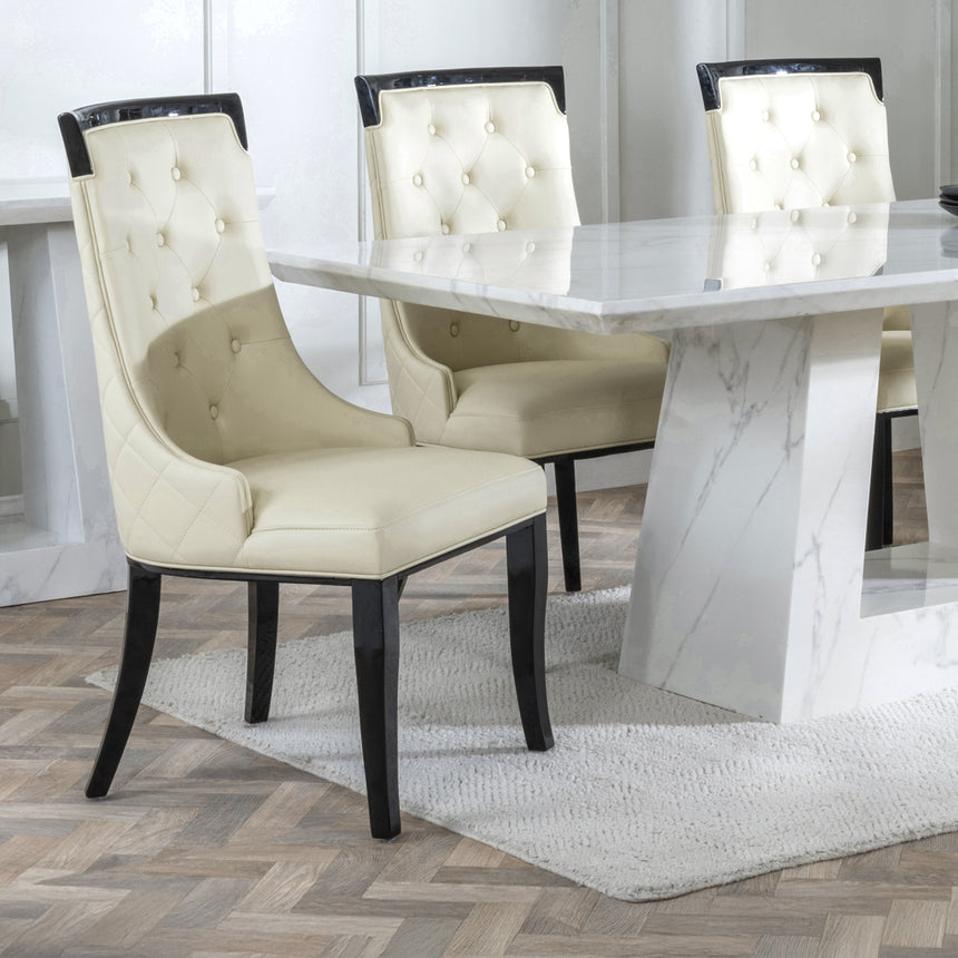 Pisa Marble Dining Set - Modica Leather Dining Chair