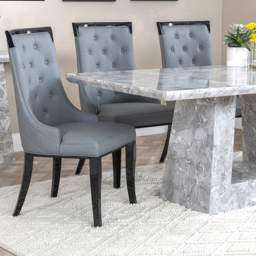 Pisa Marble Dining Set - Modica Leather Dining Chair
