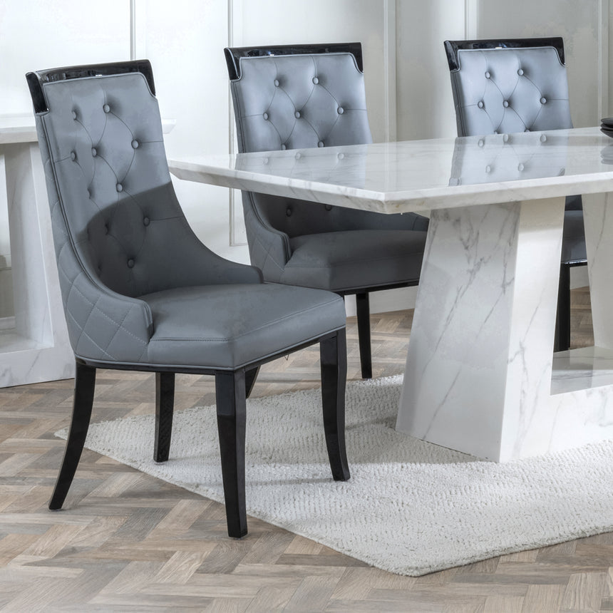 Pisa Marble Dining Set - Modica Leather Dining Chair