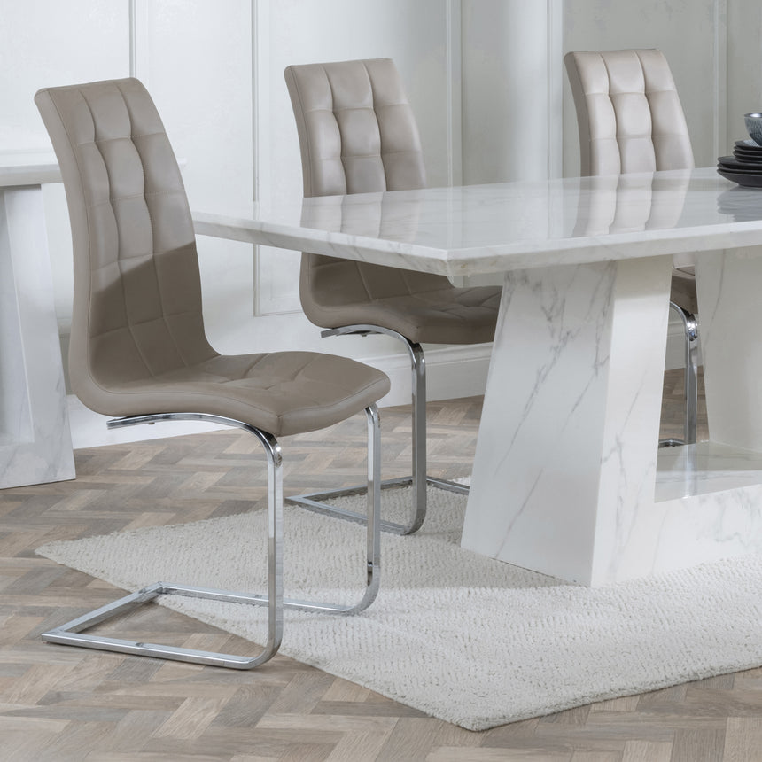 Pisa Marble Dining Set - Padua Faux Leather Dining Chair