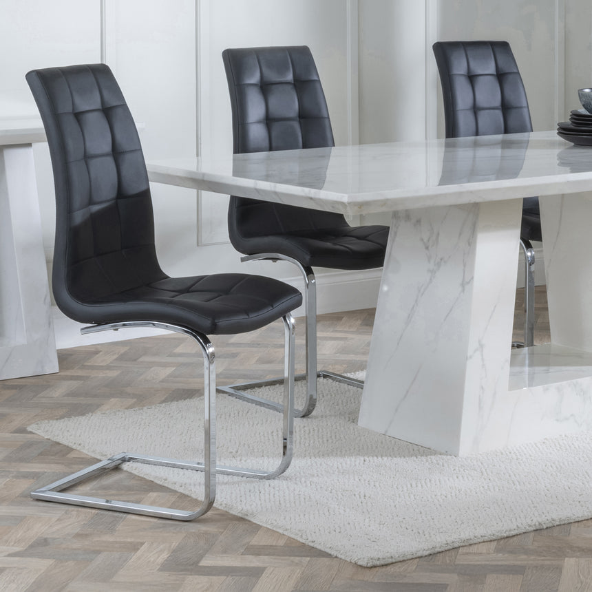 Pisa Marble Dining Set - Padua Faux Leather Dining Chair