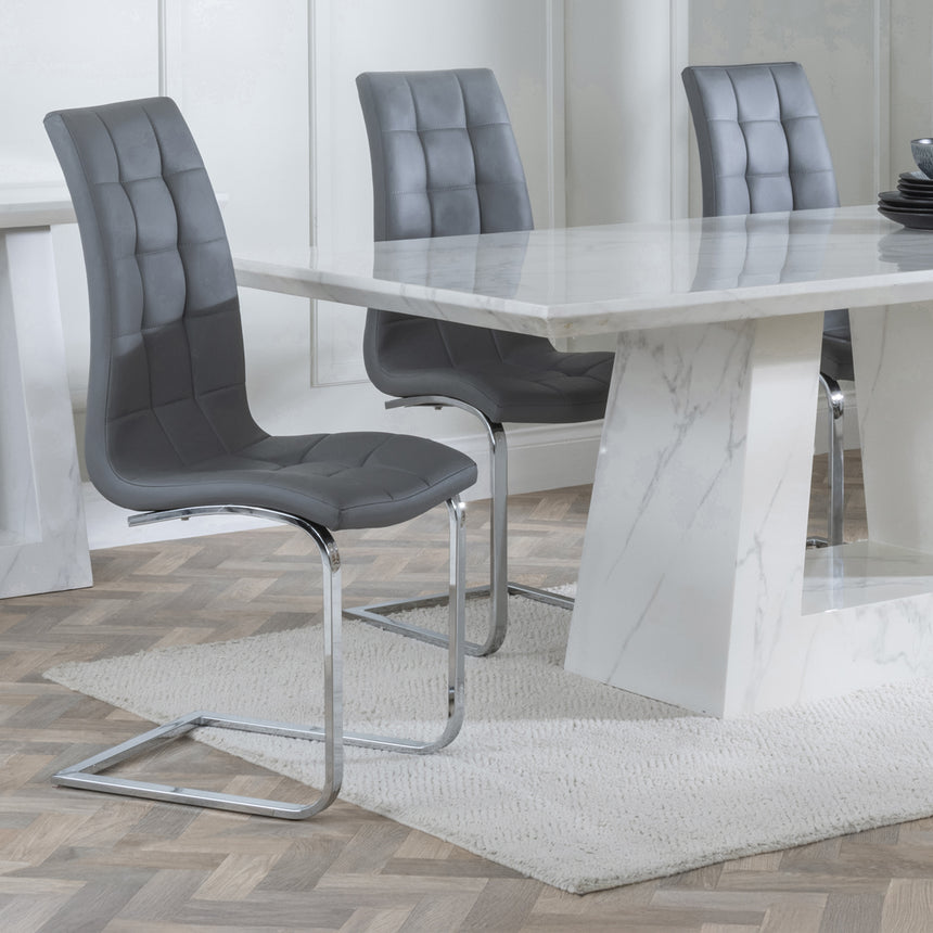 Pisa Marble Dining Set - Padua Faux Leather Dining Chair