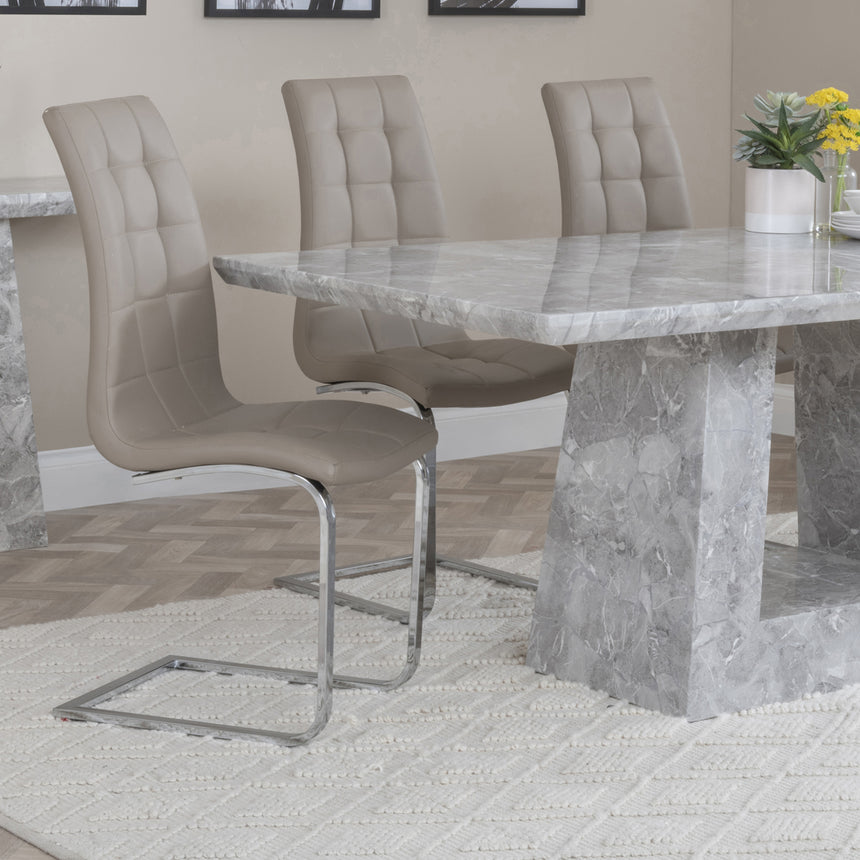 Pisa Marble Dining Set - Padua Faux Leather Dining Chair