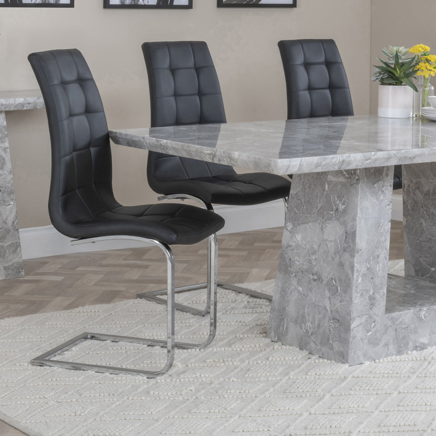 Pisa Marble Dining Set - Padua Faux Leather Dining Chair
