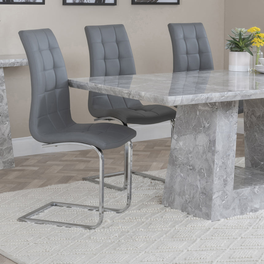 Pisa Marble Dining Set - Padua Faux Leather Dining Chair