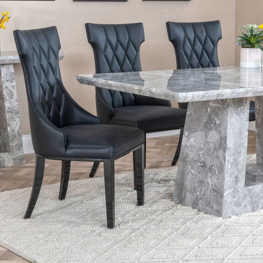 Pisa Marble Dining Set - Parish Leather Dining Chair