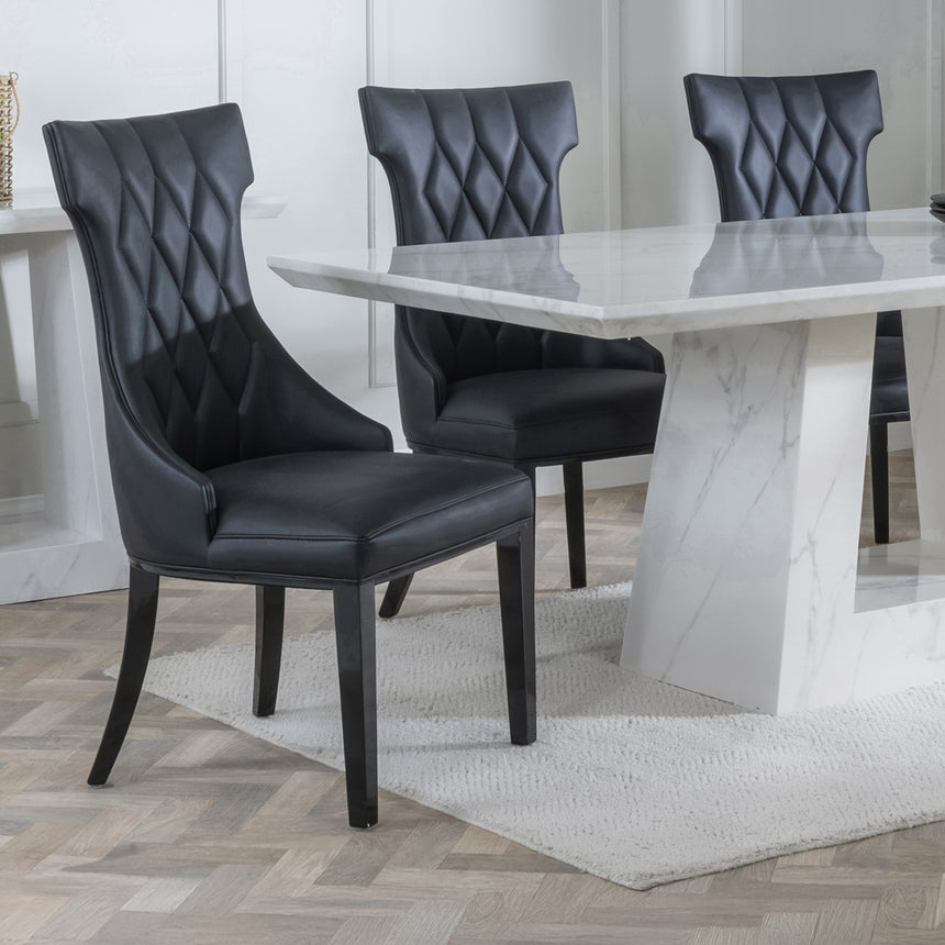 Pisa Marble Dining Set - Parish Leather Dining Chair