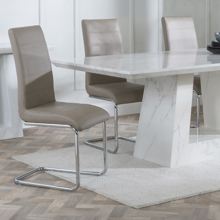 Pisa Marble Dining Set - Romi Faux Leather Dining Chair