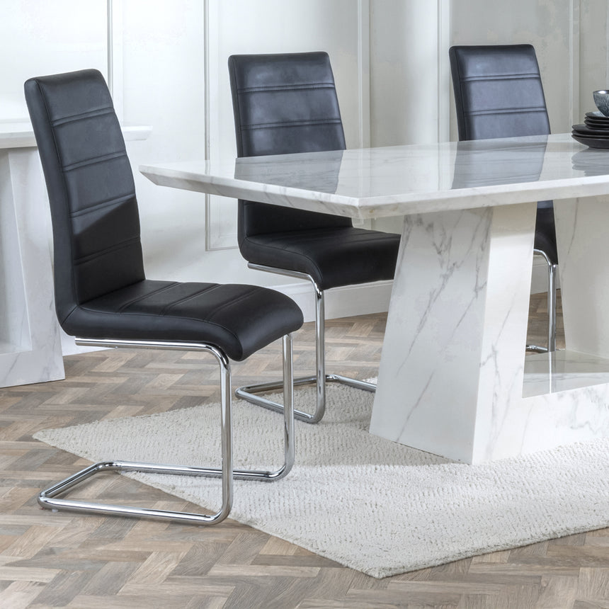 Pisa Marble Dining Set - Romi Faux Leather Dining Chair