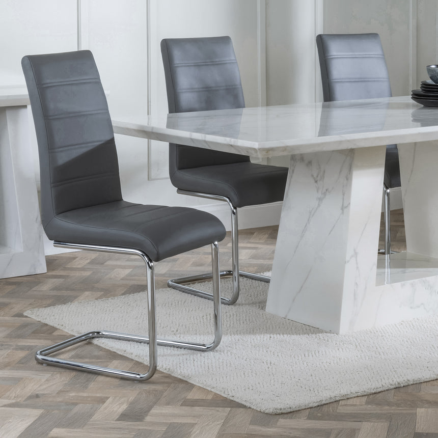 Pisa Marble Dining Set - Romi Faux Leather Dining Chair