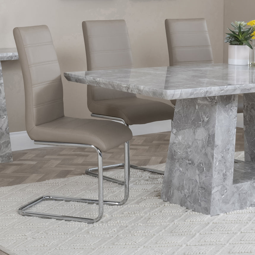 Pisa Marble Dining Set - Romi Faux Leather Dining Chair