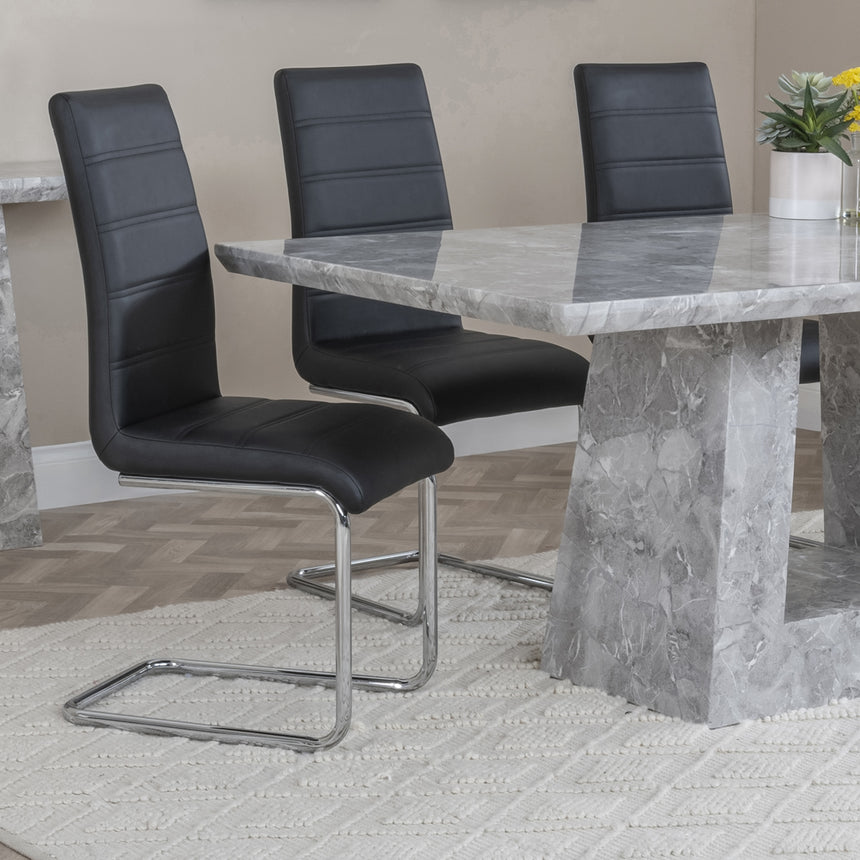 Pisa Marble Dining Set - Romi Faux Leather Dining Chair