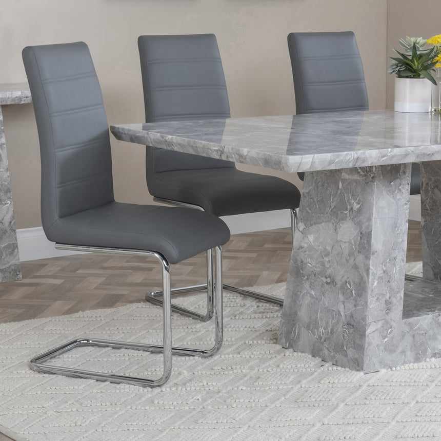 Pisa Marble Dining Set - Romi Faux Leather Dining Chair