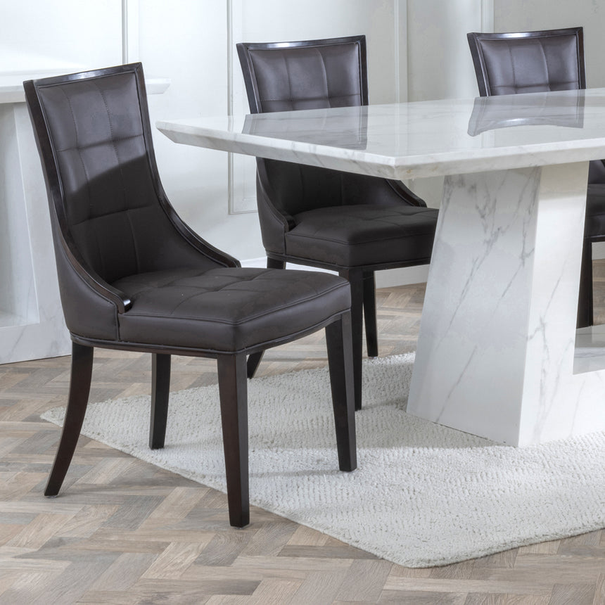 Pisa Marble Dining Set - Sandia Leather Dining Chair