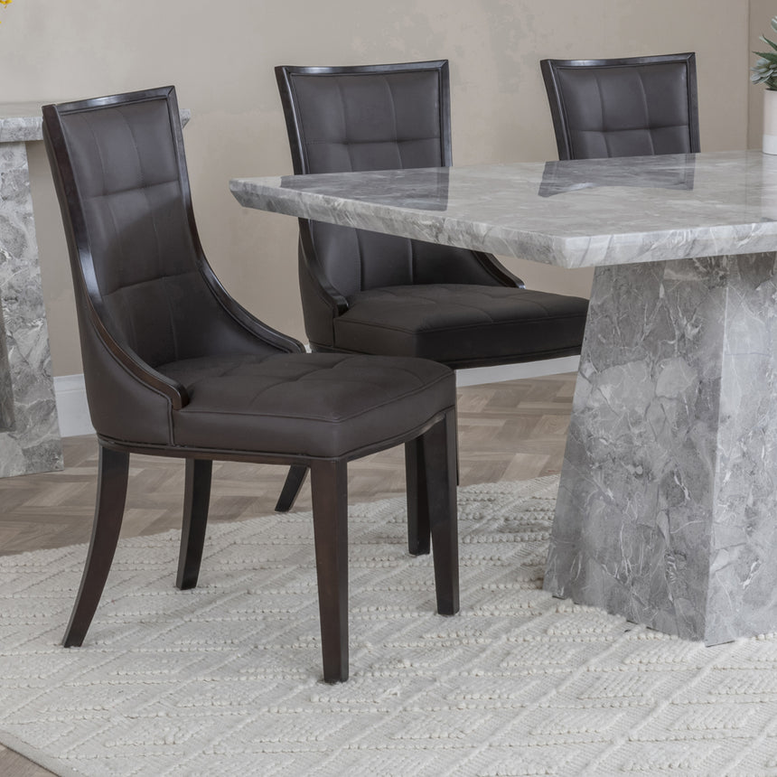 Pisa Marble Dining Set - Sandia Leather Dining Chair