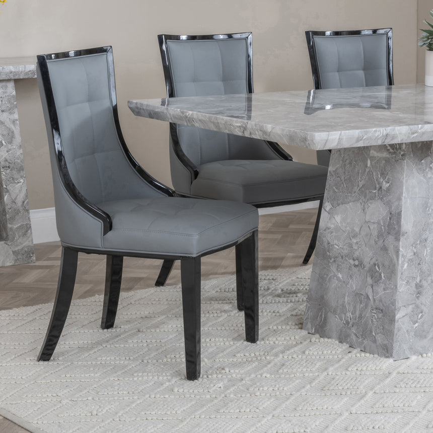 Pisa Marble Dining Set - Sandia Leather Dining Chair