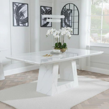 Pisa Travertine Engineered Marble 6 Seater Dining Table - Sizes Available