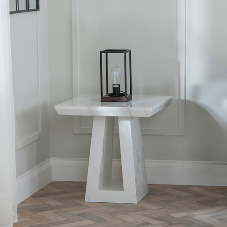 Pisa Travertine Engineered Marble Square Side Table