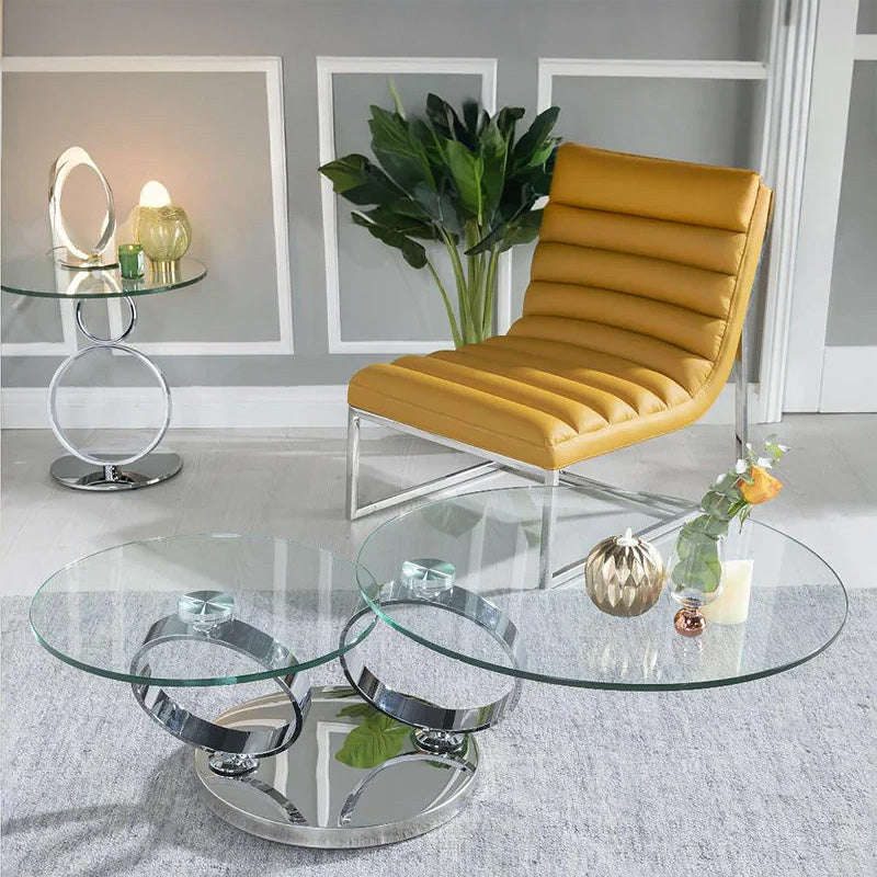 Prato Swivel Glass Top Round Coffee Table