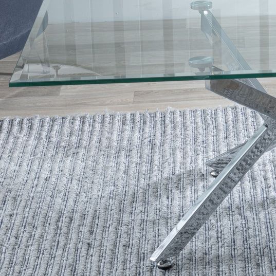 Ravenna Glass Coffee Table with Chrome Metal Chopstick Legs