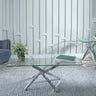 Ravenna Glass Coffee Table with Chrome Metal Chopstick Legs