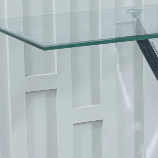 Ravenna Glass Console Table with Chrome Metal Chopstick Legs