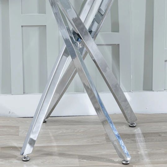 Ravenna Glass Console Table with Chrome Metal Chopstick Legs