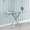 Ravenna Glass Console Table with Chrome Metal Chopstick Legs