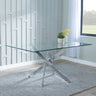 Ravenna Glass 6 Seater Dining Table with Chrome Metal Chopstick Legs
