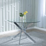 Ravenna Glass 4 Seater Round Dining Table with Chrome Metal Chopstick Legs