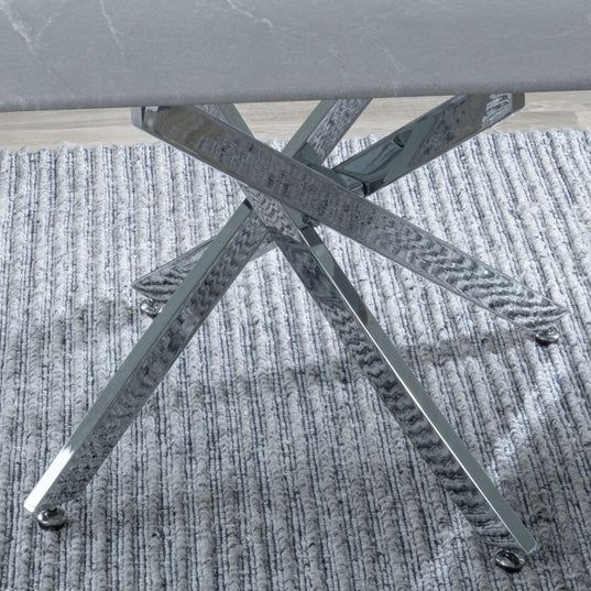 Ravenna Glass Coffee Table with Chrome Metal Chopstick Legs