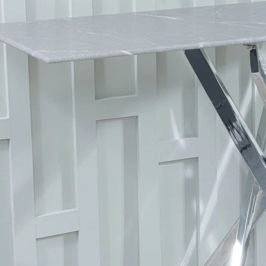 Ravenna Glass Console Table with Chrome Metal Chopstick Legs
