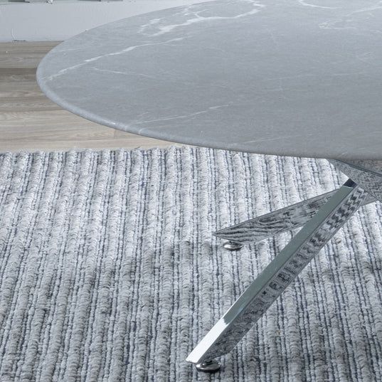 Ravenna Glass Round Coffee Table with Chrome Metal Chopstick Legs