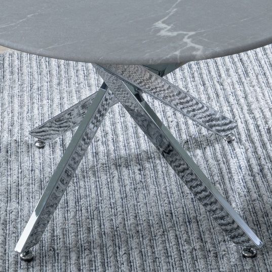 Ravenna Glass Round Coffee Table with Chrome Metal Chopstick Legs