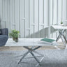 Ravenna Glass Coffee Table with Chrome Metal Chopstick Legs