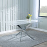 Ravenna Glass 6 Seater Dining Table with Chrome Metal Chopstick Legs