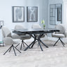 Suttons Black Ceramic Extending Dining Set - Altavista Grey Fabric Swivel Dining Chair