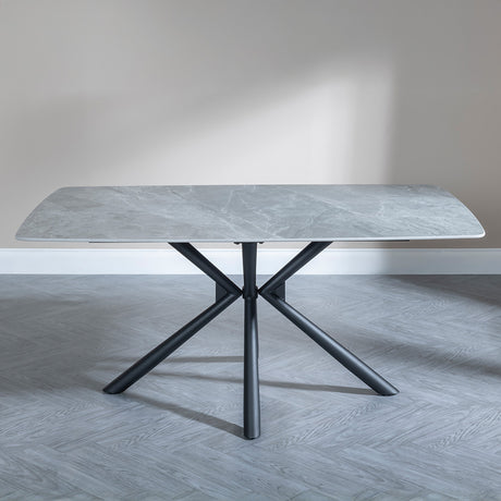 Hannah 6 Seater Grey Ceramic Dining Table with Spider Legs - 160cm