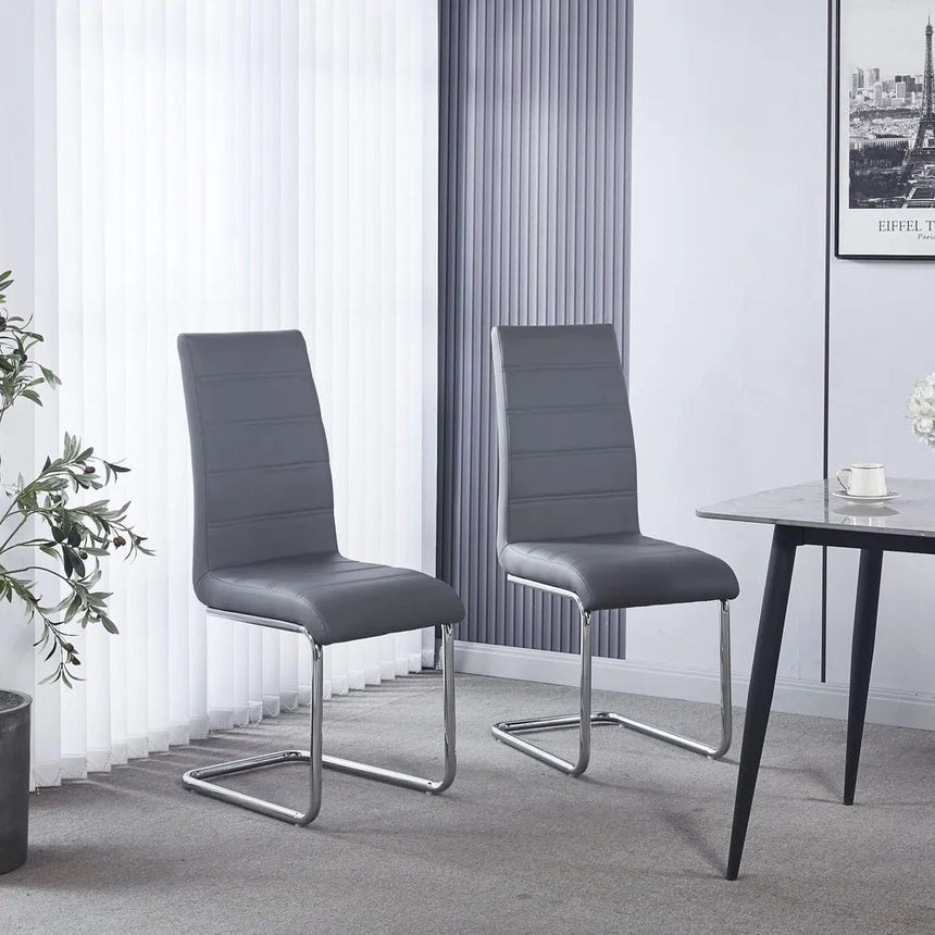 Romi Faux Leather Dining Chair and Chrome Cantilever Base