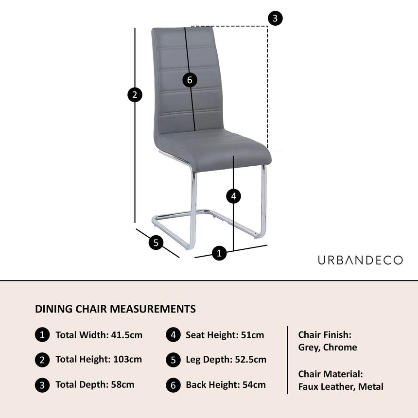 Romi Faux Leather Dining Chair with Chrome Cantilever Base