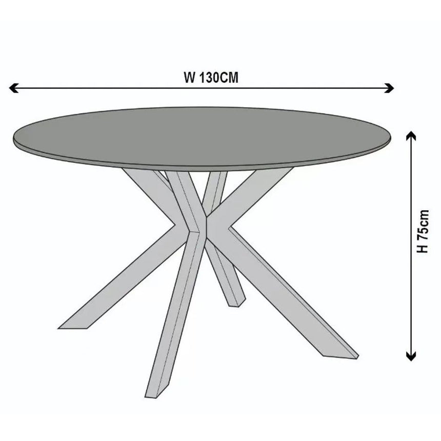 Rosine 130cm Ceramic Round Dining Table with Black Cross Base