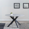Rosine 130cm Ceramic Round Dining Table with Black Cross Base