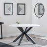 Rosine 130cm Ceramic Round Dining Table with Black Cross Base