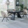 Sara Black Ceramic Extending Dining Set - Burano Velvet Fabric Swivel Dining Chair