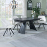 Sara Black Ceramic Extending Dining Set - Burano Velvet Fabric Swivel Dining Chair