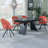 Sara Black Ceramic Extending Dining Set - Burano Velvet Fabric Swivel Dining Chair