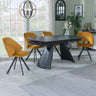 Sara Black Ceramic Extending Dining Set - Burano Velvet Fabric Swivel Dining Chair