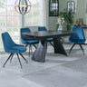 Sara Black Ceramic Extending Dining Set - Diana Velvet Fabric Swivel Dining Chair